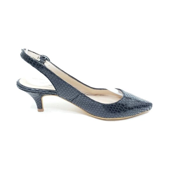 About Arianne Frida Womens Slingback Kitten Heels Black Leather Snake EU 36 US 6 - Picture 2 of 10